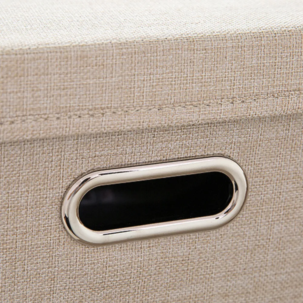 Linen Foldable Storage Box with Lid and Handle