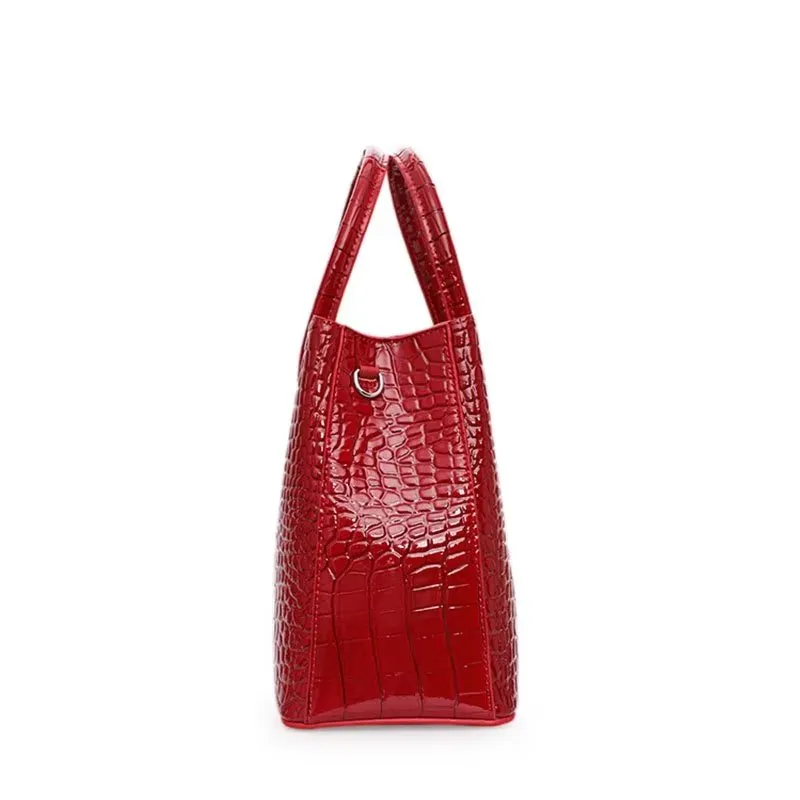 Luxury Alligator Cow Leather Zipper Handbag