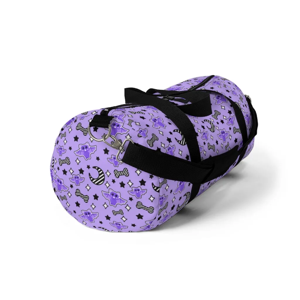 Magical Kawaii Spooky Bats Purple Duffel Bag