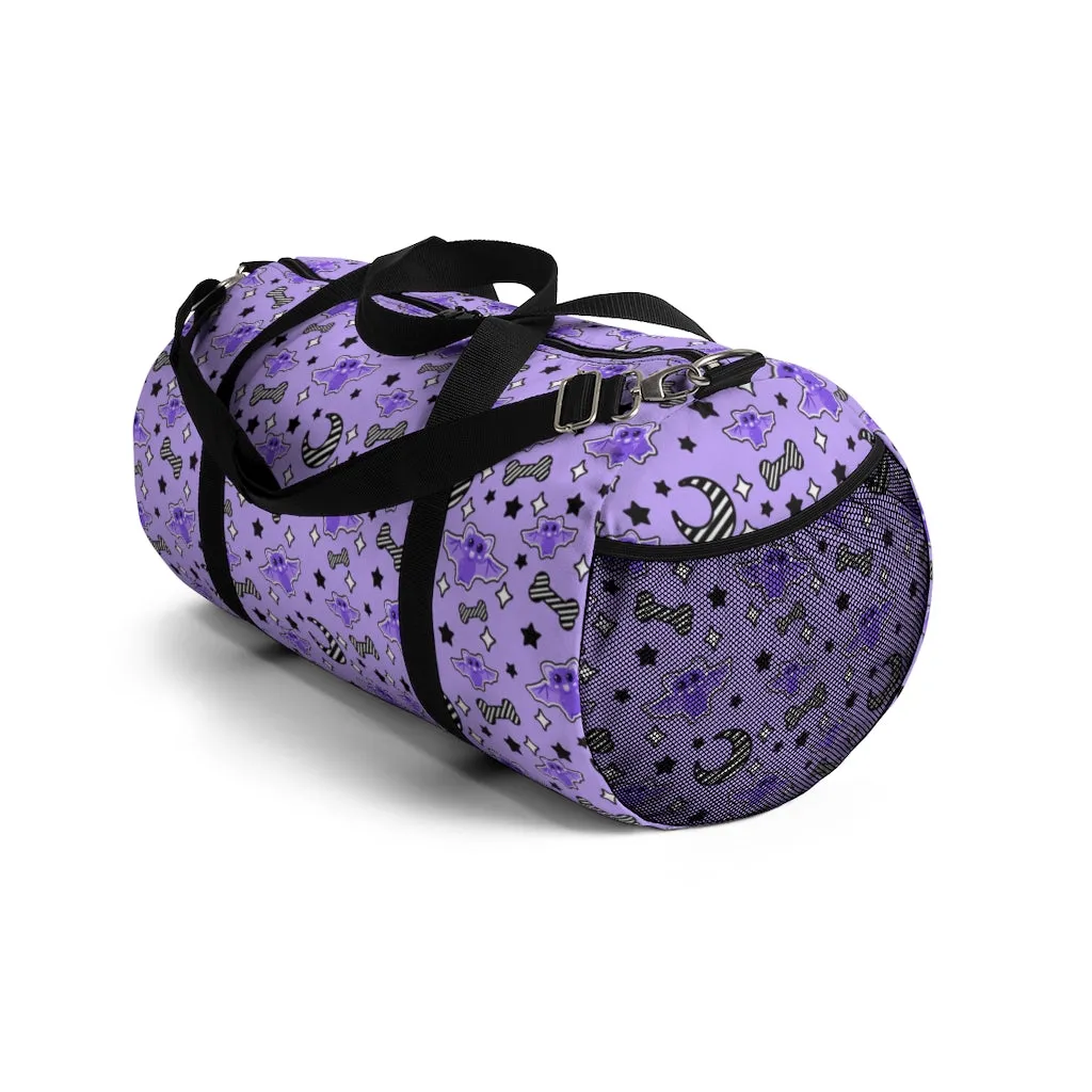 Magical Kawaii Spooky Bats Purple Duffel Bag