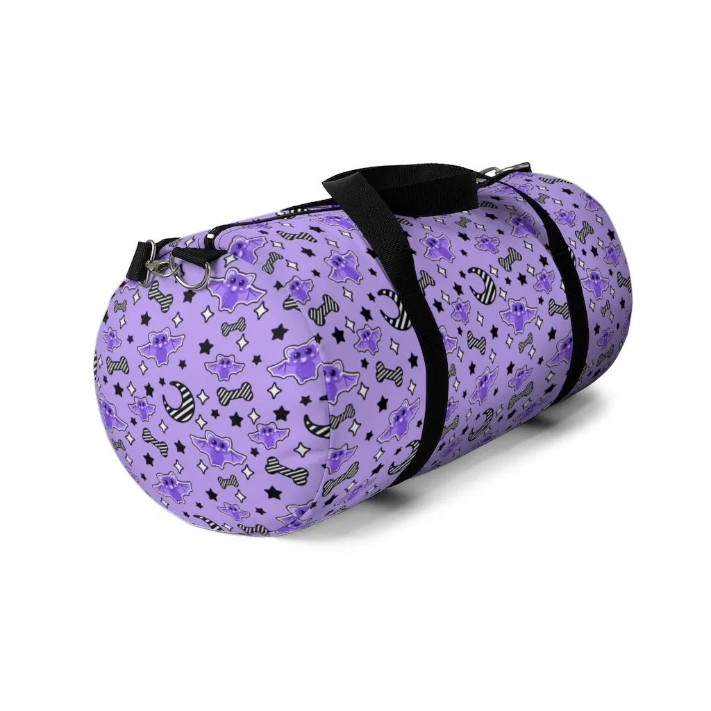 Magical Kawaii Spooky Bats Purple Duffel Bag