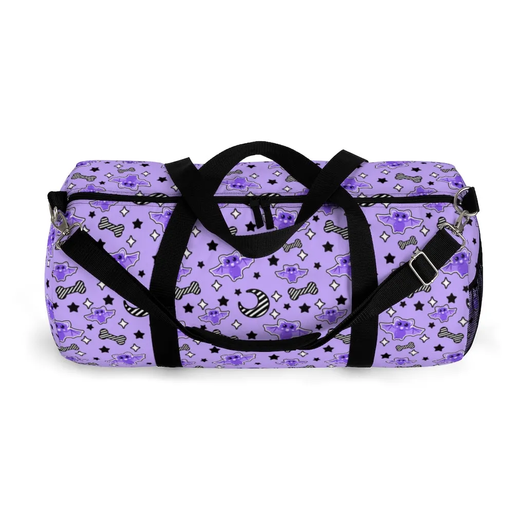 Magical Kawaii Spooky Bats Purple Duffel Bag