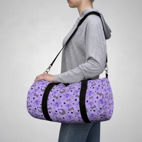 Magical Kawaii Spooky Bats Purple Duffel Bag