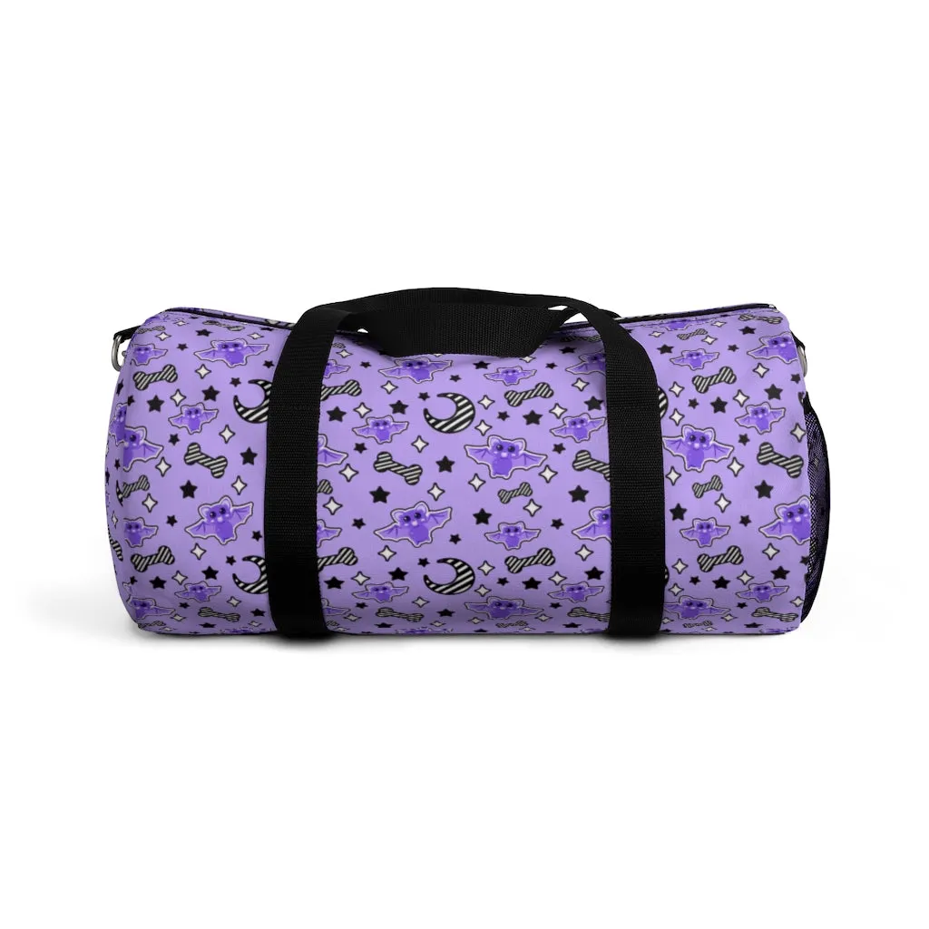 Magical Kawaii Spooky Bats Purple Duffel Bag