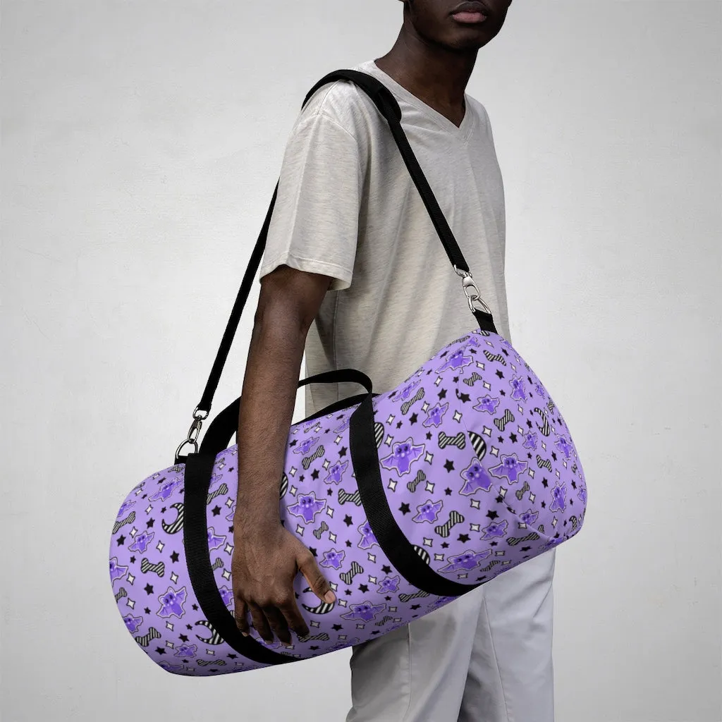 Magical Kawaii Spooky Bats Purple Duffel Bag