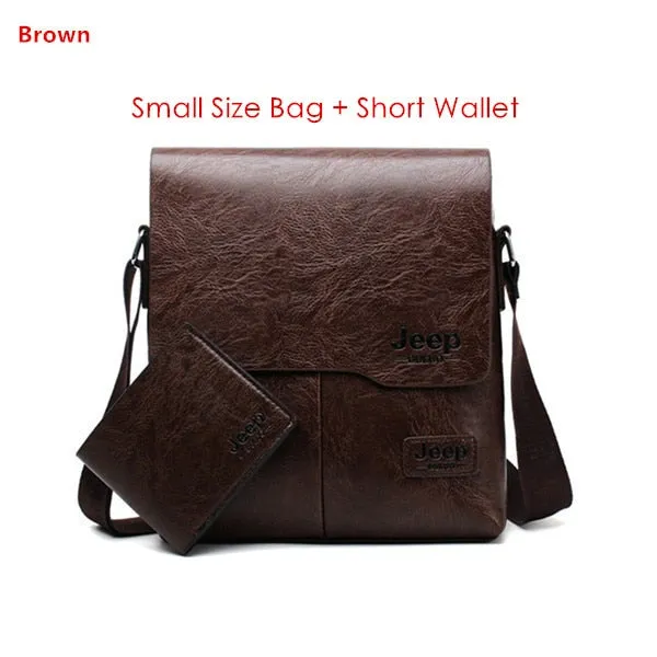 Man's Bag 2PC/Set Men Leather Messenger Shoulder Bags Business Crossbody Casual Bags Famous Brand Male Drop Shipping