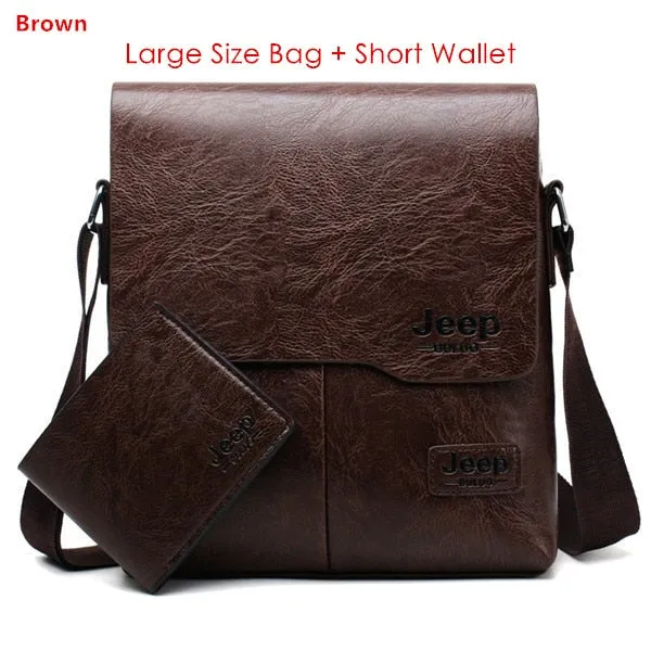 Man's Bag 2PC/Set Men Leather Messenger Shoulder Bags Business Crossbody Casual Bags Famous Brand Male Drop Shipping