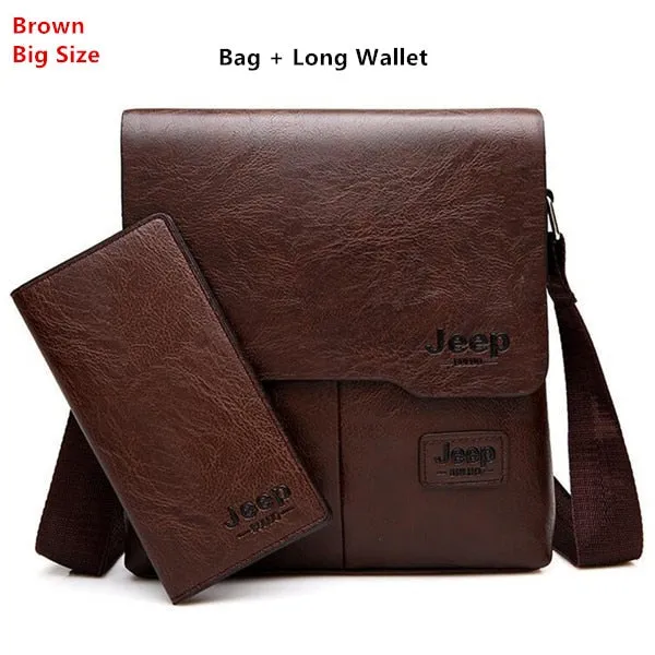 Man's Bag 2PC/Set Men Leather Messenger Shoulder Bags Business Crossbody Casual Bags Famous Brand Male Drop Shipping