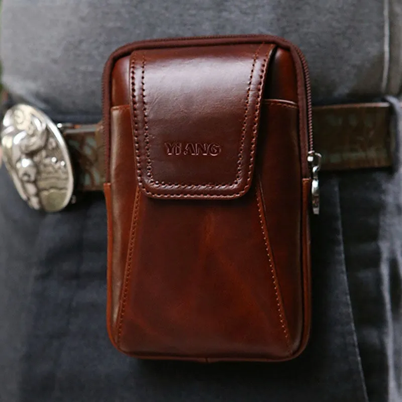 Men Genuine Leather 6 inch Phone Bag Belt Waist For Business