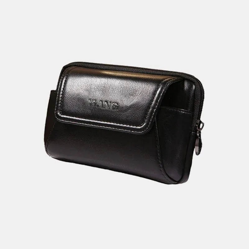 Men Genuine Leather 6 inch Phone Bag Belt Waist For Business