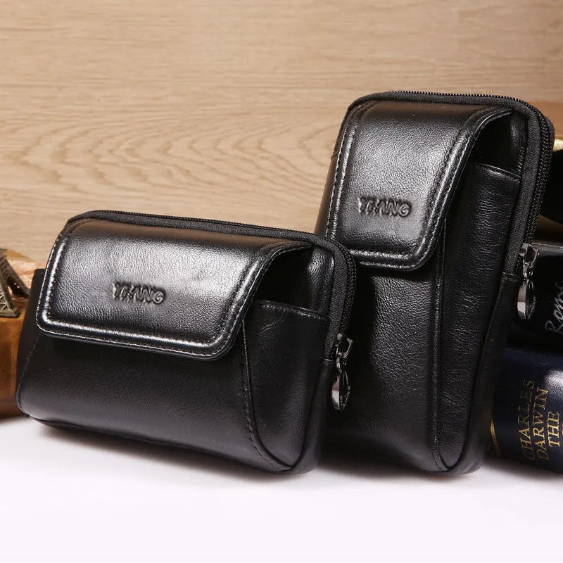 Men Genuine Leather 6 inch Phone Bag Belt Waist For Business