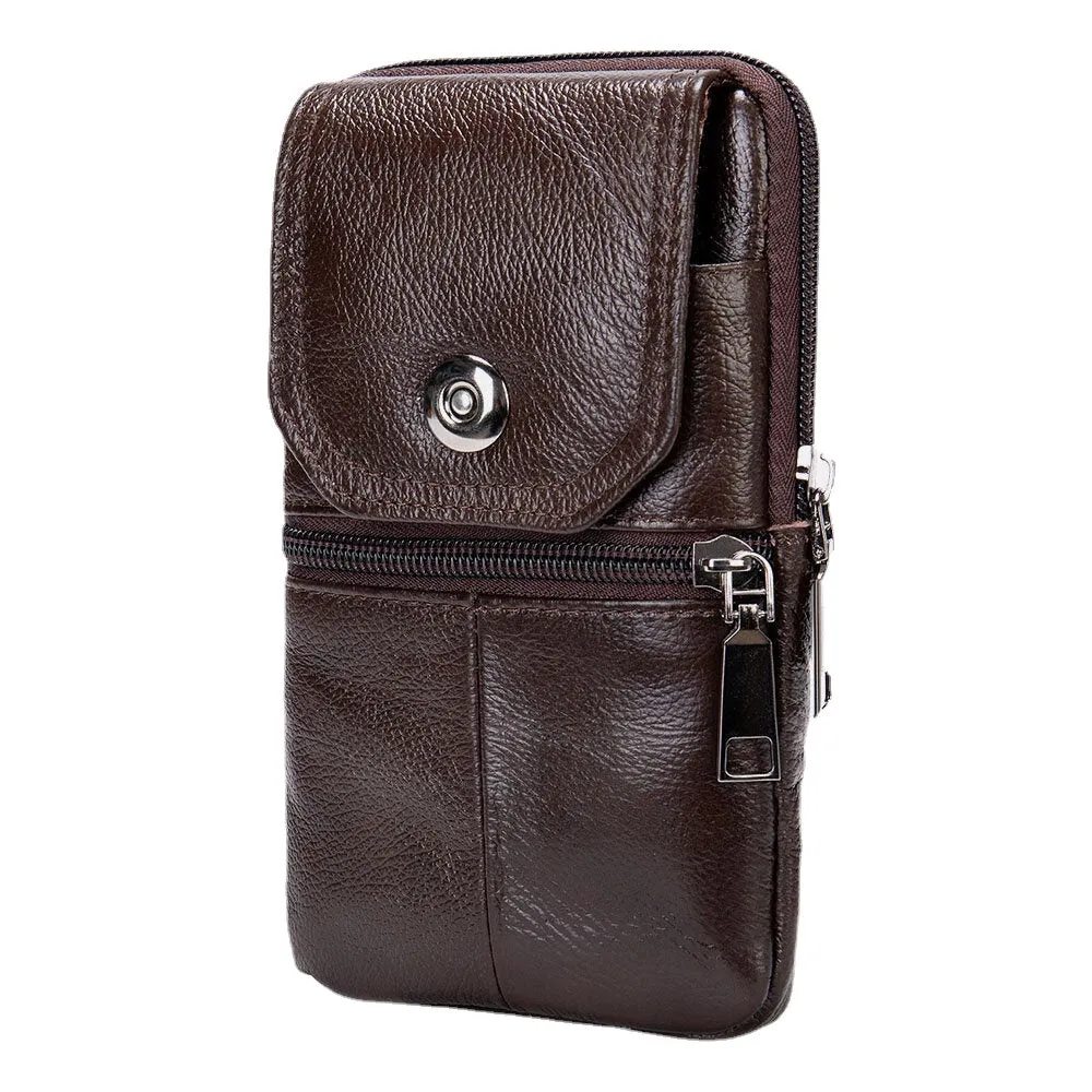 Men Genuine Leather Multifunctional Vintage 6.3 Inch Phone Bag Card Case Cowhide Waist