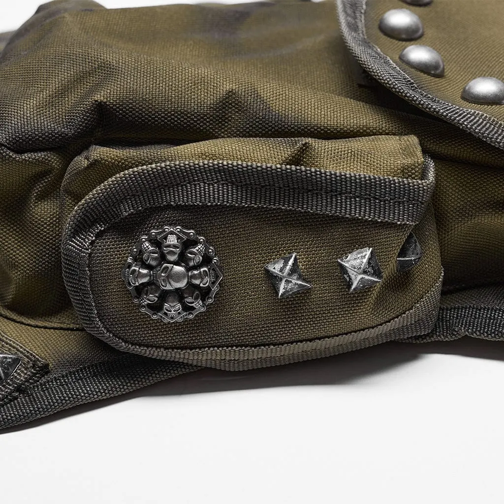 Men's Punk Big-Pocket Rivet Waist Bag