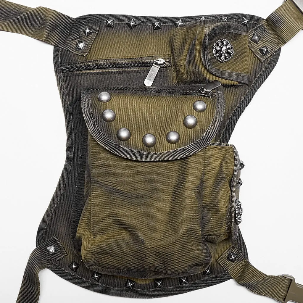 Men's Punk Big-Pocket Rivet Waist Bag