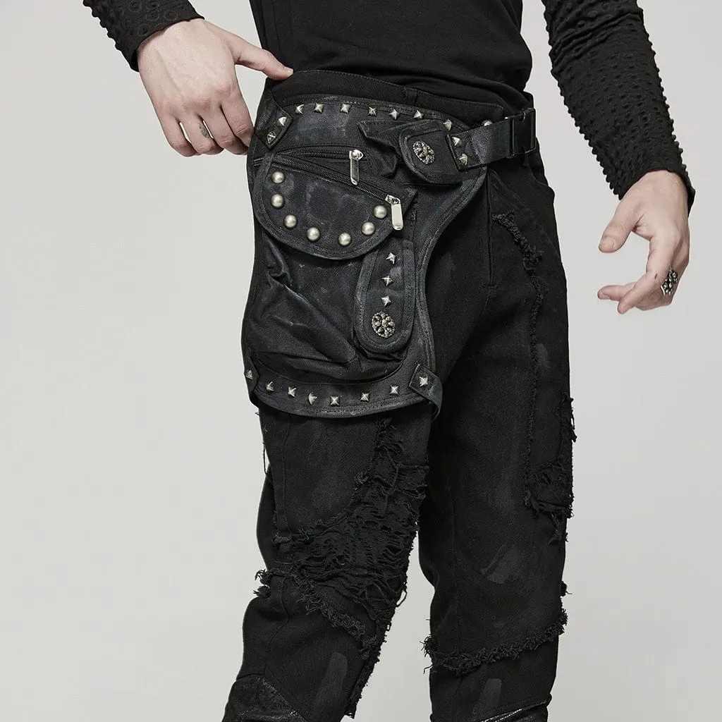 Men's Punk Big-Pocket Rivet Waist Bag