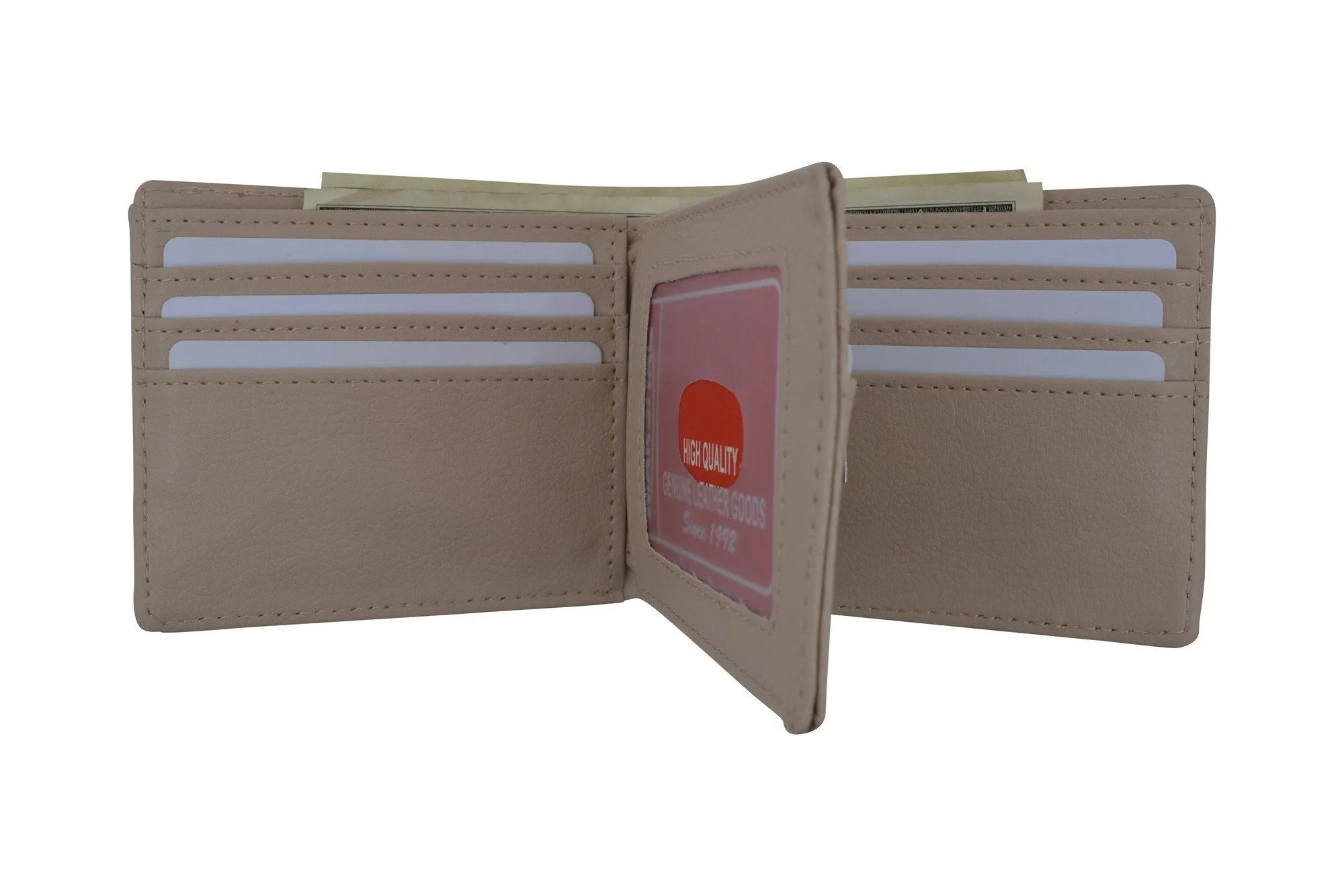 Mens Western Bifold Style Cross Praying Cowboy Ostrich Beige Wallet W041-27-OSTRICH-BG (C)