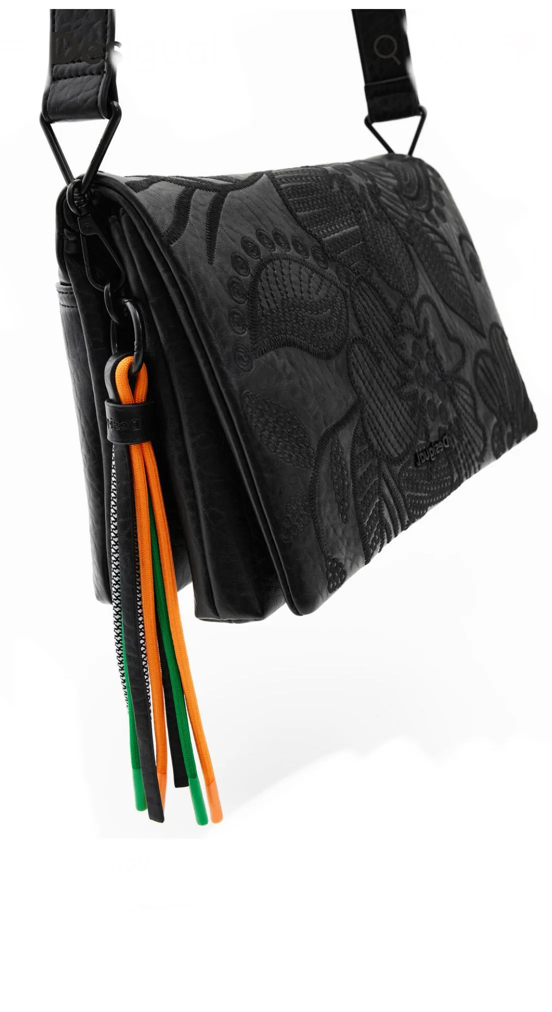 Midsize crossbody bag with embroidered flowers