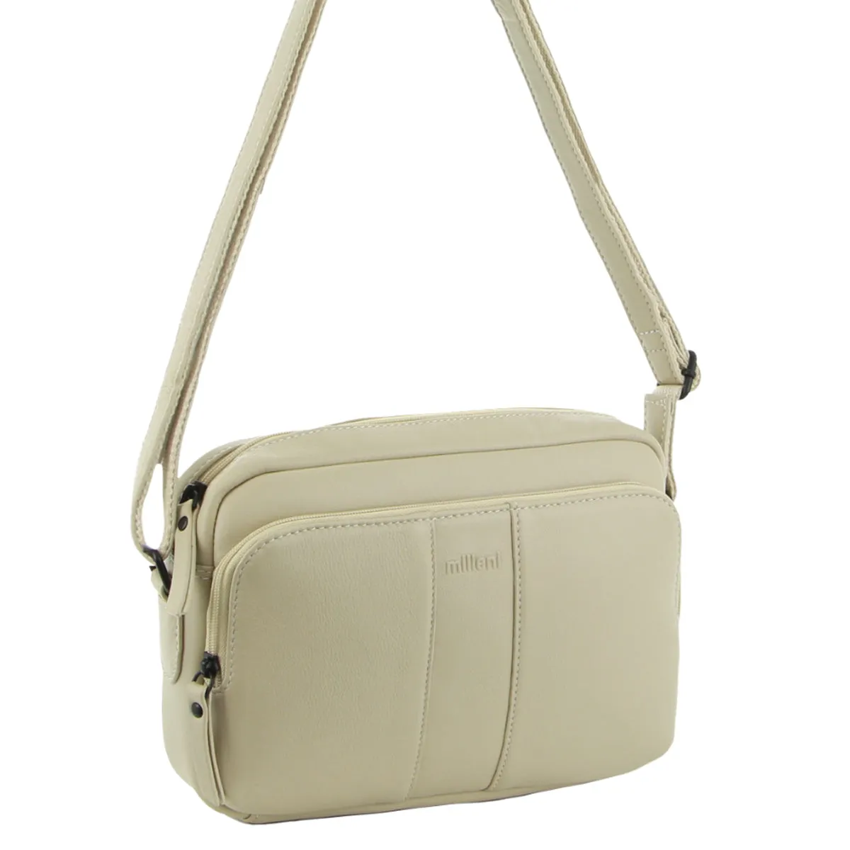 Milleni - NL3871 Small leather sidebag - Cement