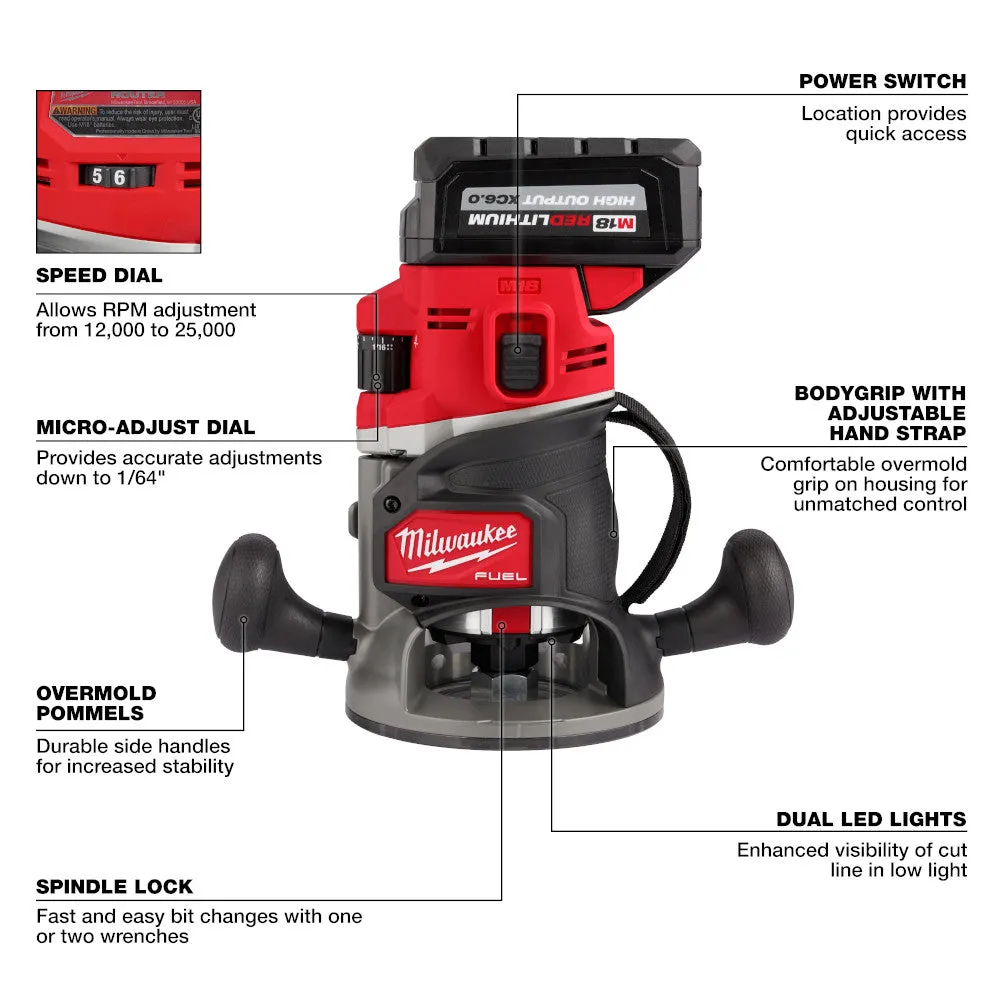 Milwaukee 2838-21 M18 FUEL 18V 1/2" Cordless Lithium-Ion Router Kit