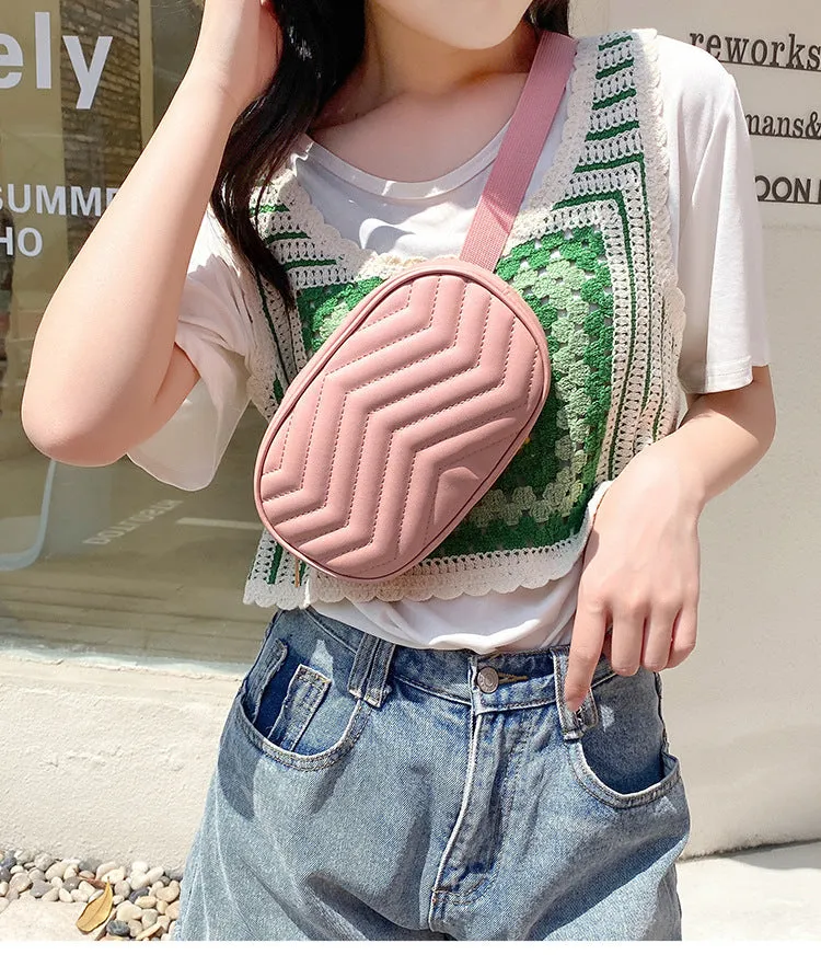 Minimalist Chevron Quilted Belt Bag Women Fanny Packs