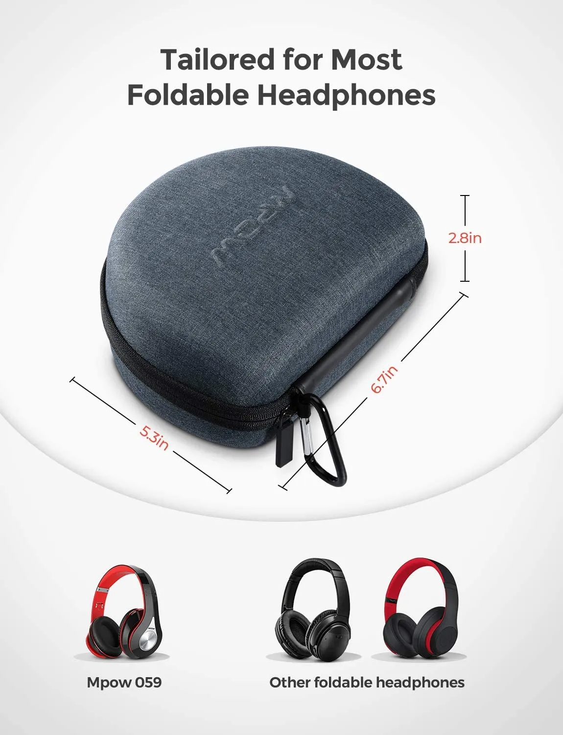 Mpow Headphone Carrying Case Grey