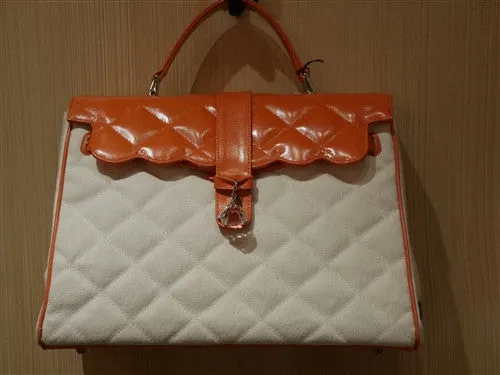 My Flat In London Quilted Canvas Orange Handbag