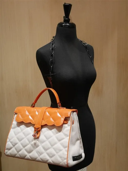 My Flat In London Quilted Canvas Orange Handbag