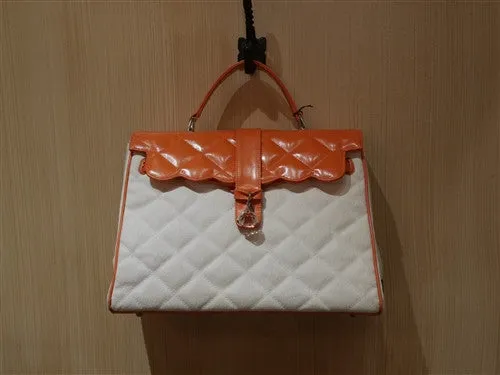 My Flat In London Quilted Canvas Orange Handbag