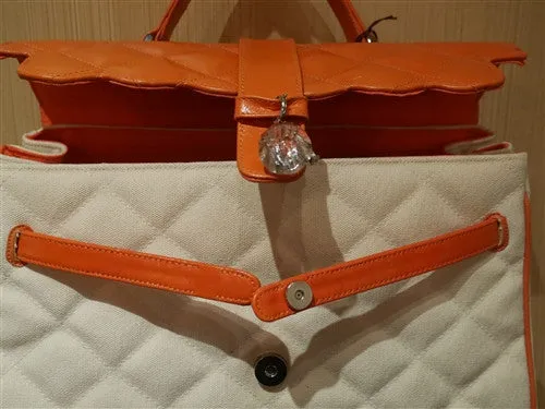 My Flat In London Quilted Canvas Orange Handbag