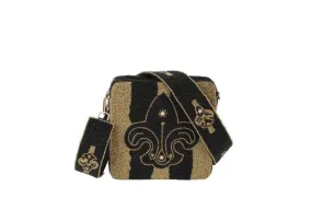 Nima Fleur De  Lis Beaded Handbag