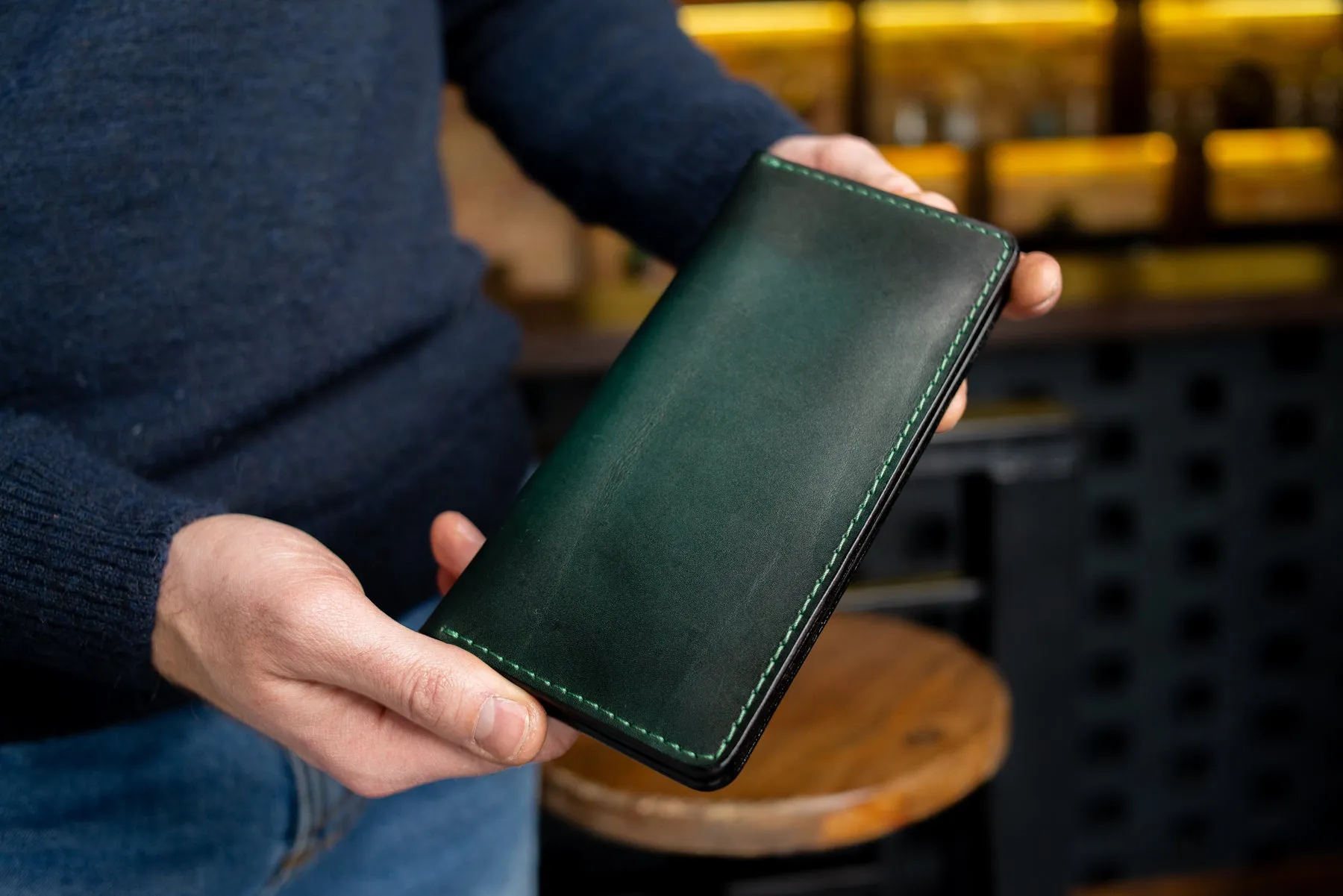 Personalized Long leather wallet, Full grain leather Leather Green wallet , Wallet for Her or Him, Mens wallet, Womens wallet, For banknotes