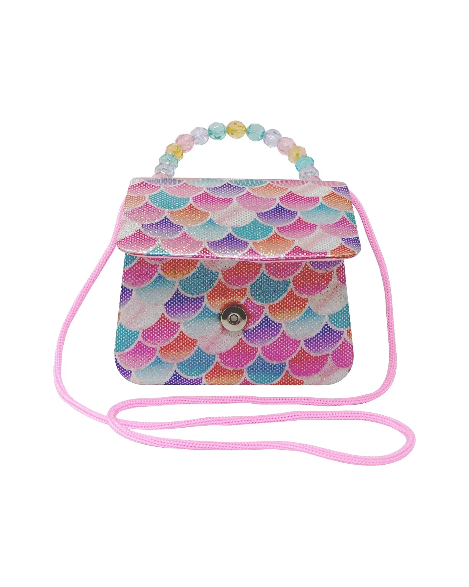 Pink Poppy Shimmering Mermaid Scale Hard Handbag