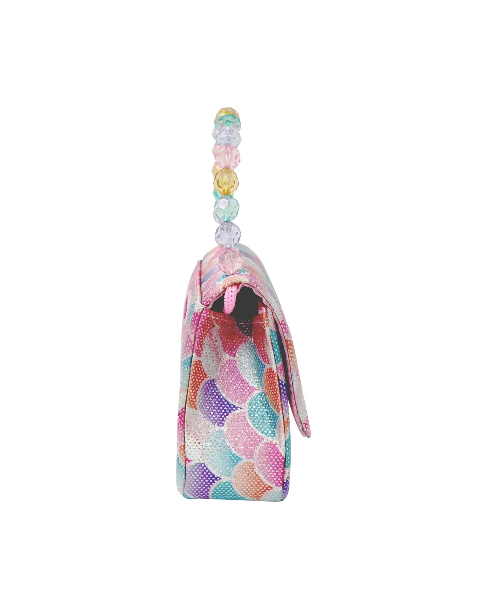 Pink Poppy Shimmering Mermaid Scale Hard Handbag