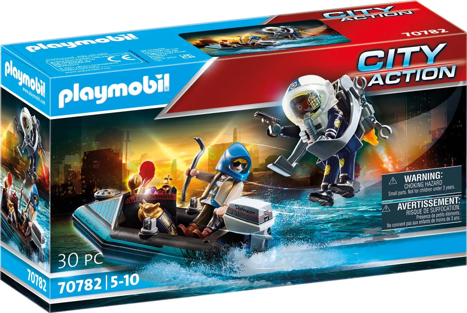 Playmobil 70782 City Action Police Jet Pack With Boat