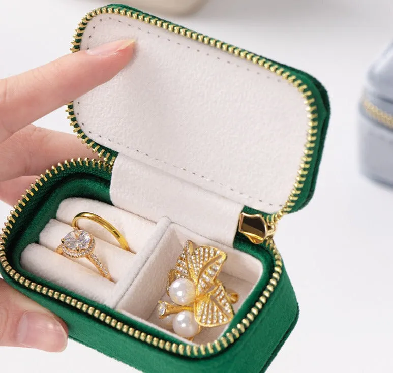 Portable Jewelry Box Jewelry Organizer Display Travel Jewelry Case Boxes Velvet Storage Zipper Jewelers