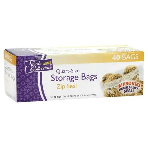 Premium Heavy Weight Plastic Zip Seal Storage Bags<br/>Size Options: 1qt Storage Bag