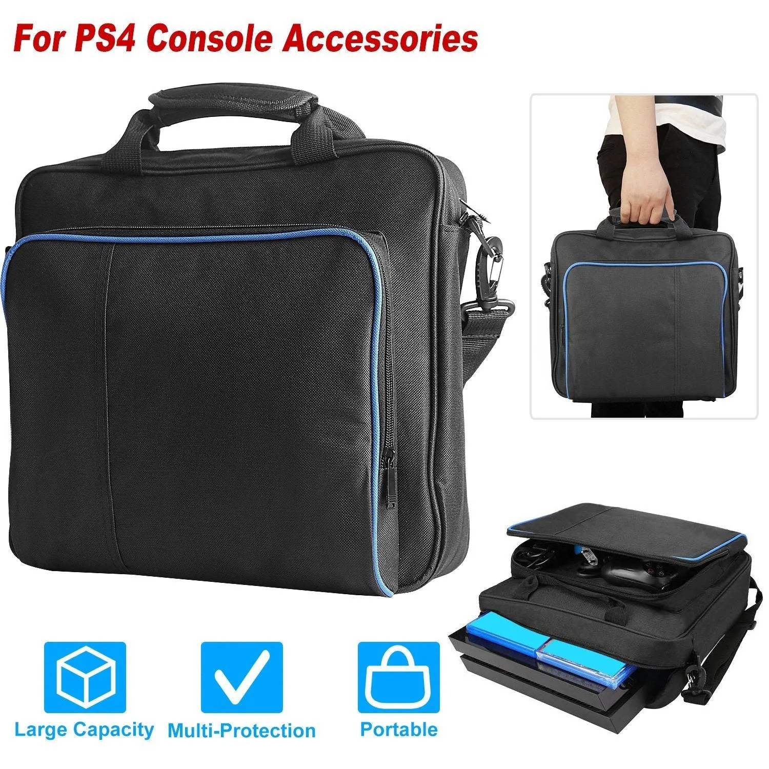 PS4 Console Accessories Handbag with Shoulder Strap