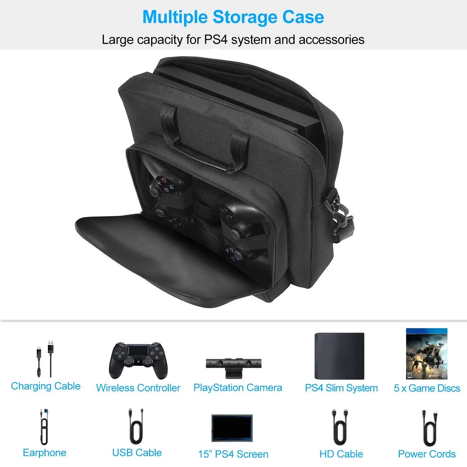 PS4 Console Accessories Handbag with Shoulder Strap