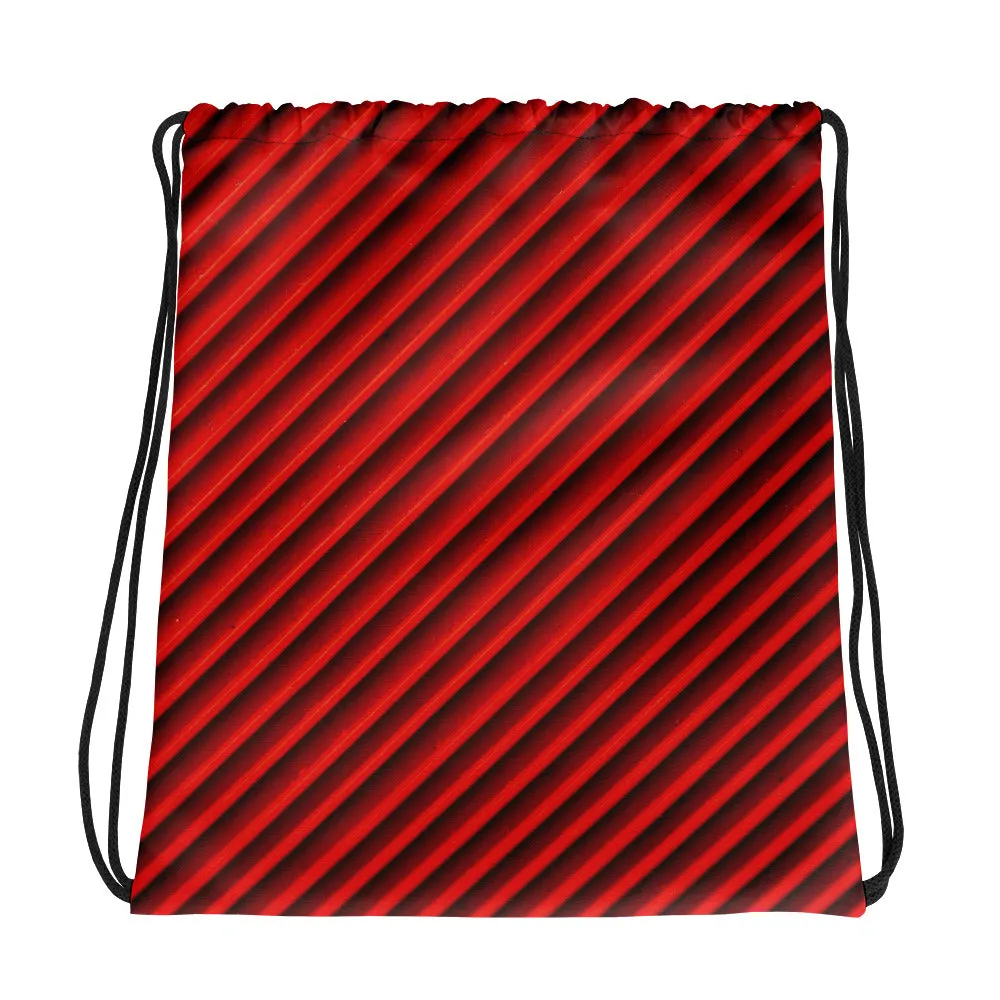 Red stripe Drawstring bag