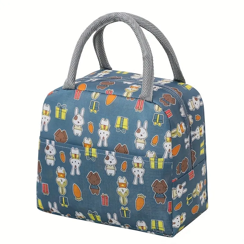 Reusable Insulated Lunch Bag with Animal Print  Perfect for Work School and Picnics