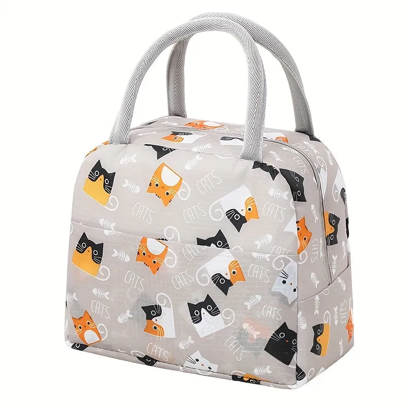 Reusable Insulated Lunch Bag with Animal Print  Perfect for Work School and Picnics