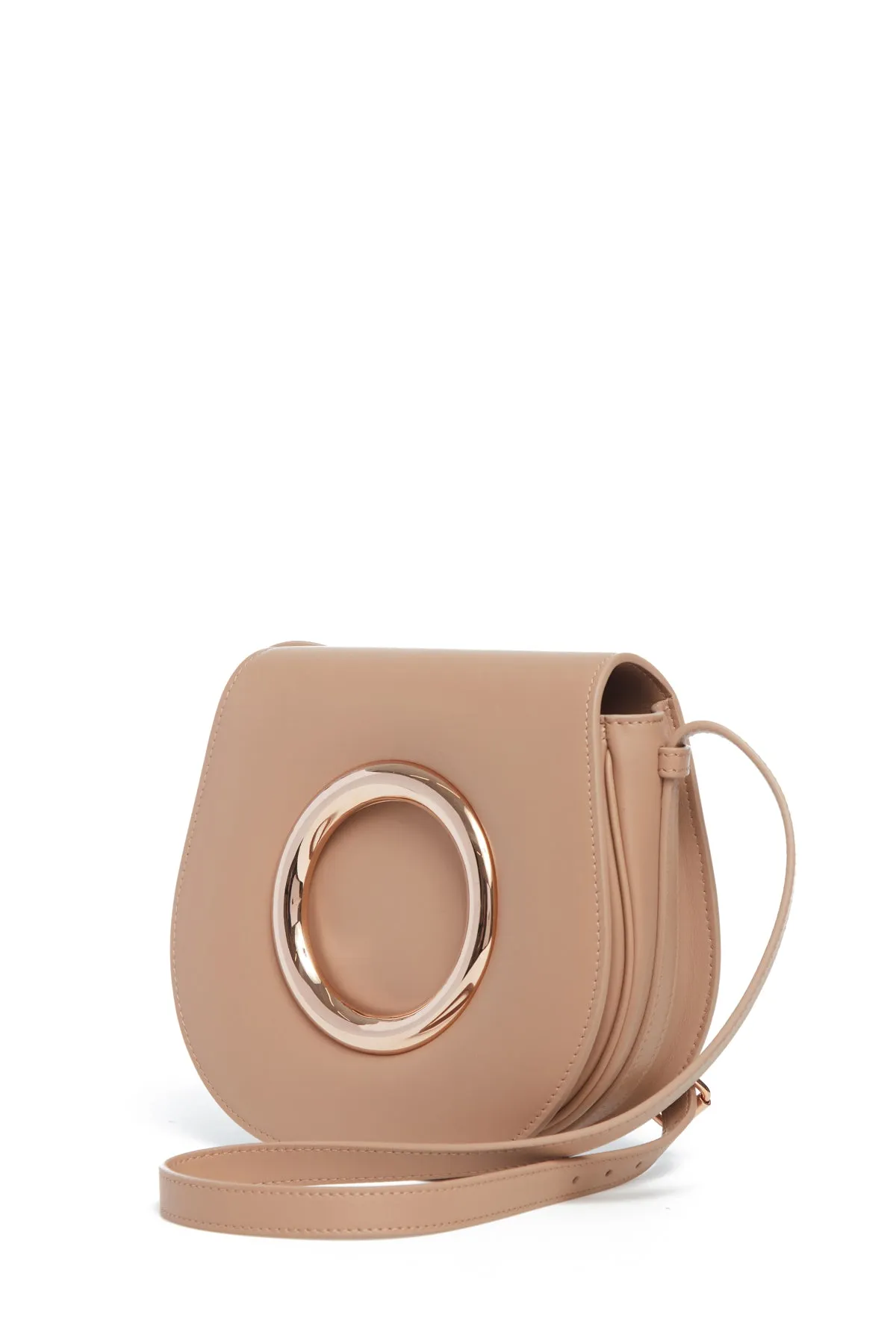 Ring Crossbody Bag in Nude Leather