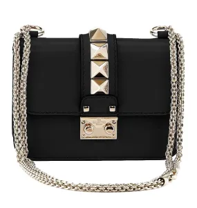 Rockstud Mini Glam Lock Flap Black Gold Shoulder Bag