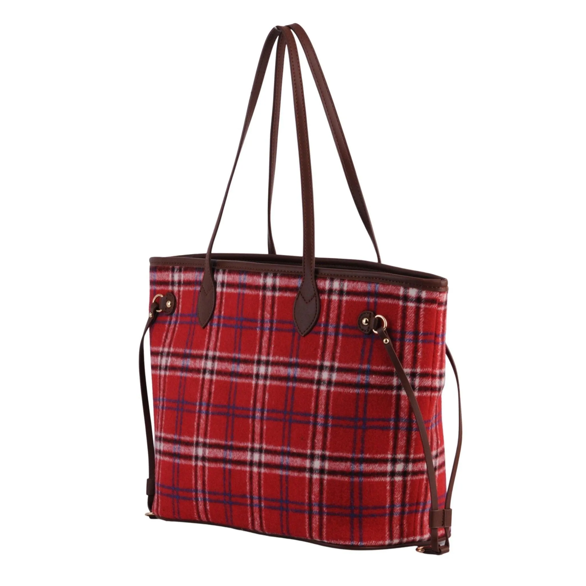 Royal Stewart Plaid Large Tote With Matching Pouch