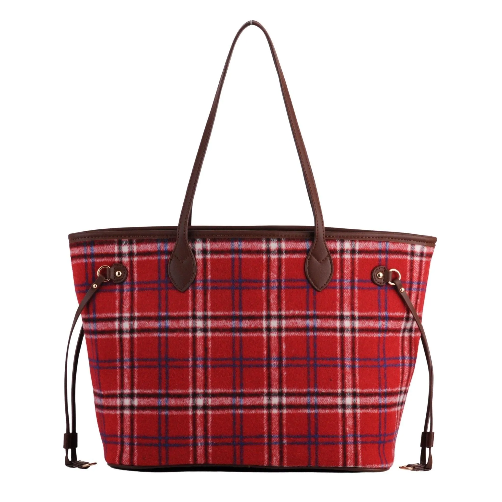 Royal Stewart Plaid Large Tote With Matching Pouch