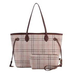 Royal Stewart Plaid Large Tote With Matching Pouch