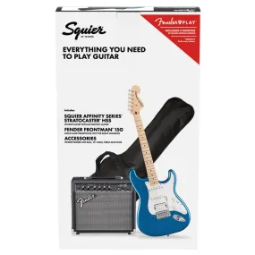 Squier Affinity Strat HSS Pack w/ Gig Bag & Frontman 15G (Lake Placid Blue)