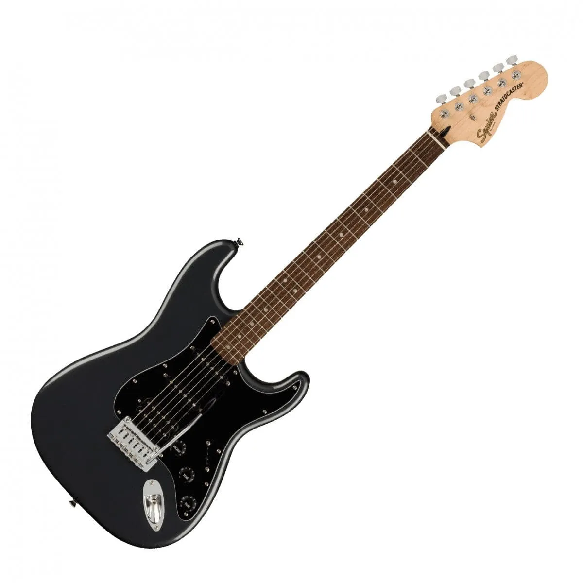 Squier Affinity Stratocaster Electric Guitar Package HSS - Guitar, Amp, Cable, Strap, Picks & Lessons - Charcoal Frost Metallic