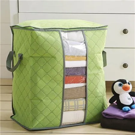 Storage Bag Box Portable Organizer Non Woven Underbed Pouch Storage Box Bamboo Clothing Storage Bag