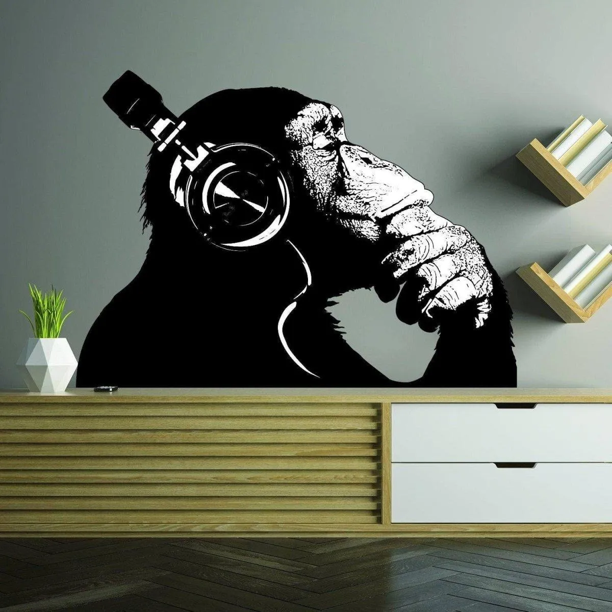 Street Art Gorilla Graffiti Mural Print - Beats Wall Decal Decor